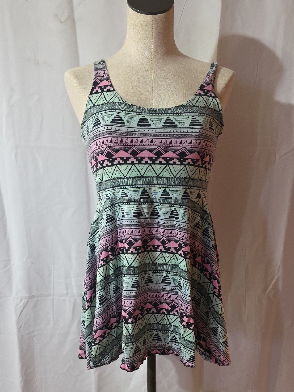 PINK Victoria's Secret Mint and Pink Aztec Scoop Tank Top